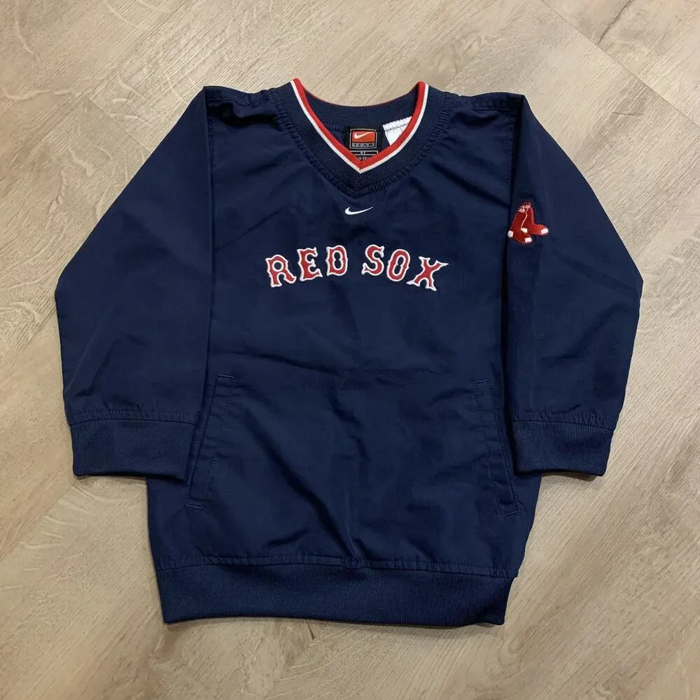 Vintage Y2K Nike MLB Boston Red Sox Jacket Kids 4T Windbreaker Center Swoosh